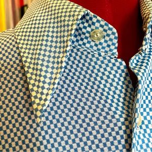 pointed collar knit 70s checkerboard plaid 💙🕺🏽✨